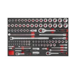 95pc 1/4″, 3/8″ & 1/2″DR. Dop & Ratelset